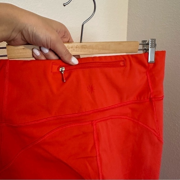 Athleta Peloton Velocity Ankle Leggings Orange Size Large Women’s Side Pockets - Picture 5 of 9